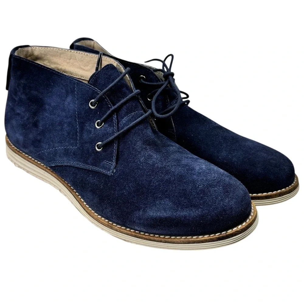 Windsor Smith Ankle Chukka Boots Size 9 Mens Bullflash Navy‎ Blue Suede Lace Up